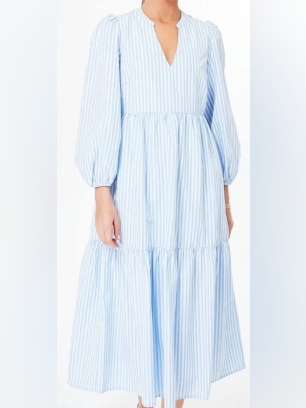 pomander place  Striped Long Sleeve Dress - Light Blue